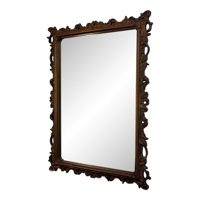 Vintage Rococo Revival Carved Gold Wall Mirror | Large Ornate Gilt Frame For Sale