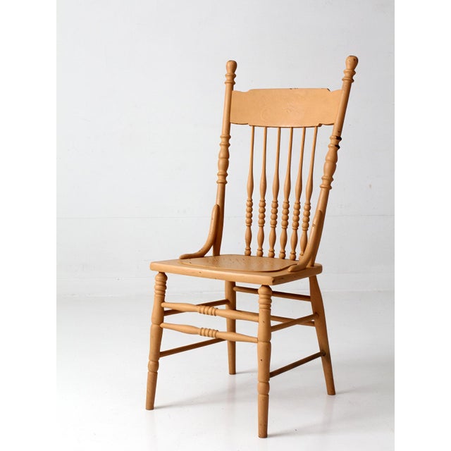 Wood Antique Painted Pressback Spindle Chair For Sale - Image 7 of 11