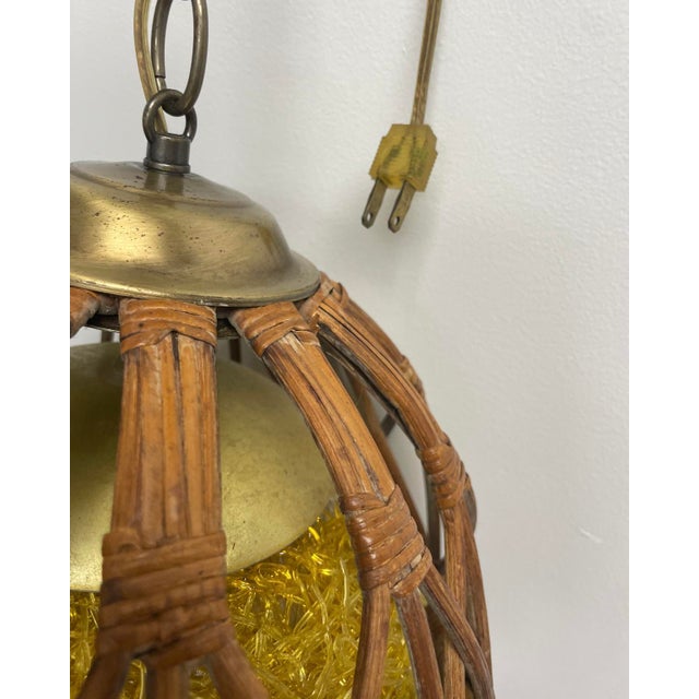 1950’s Bent Bamboo and Brass Pendant Light For Sale - Image 9 of 10