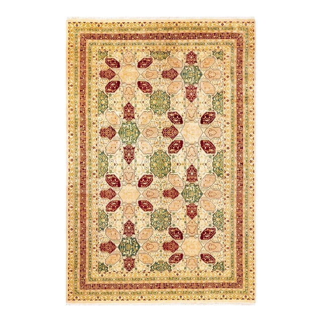 Vintage Moroccan Hand Knotted Wool Area Rug, Ivory - 6'2" X 9'3" For Sale - Image 9 of 9