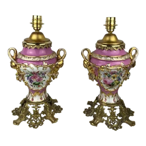Pair of 19th Century Hand Painted Porcelain De Sevres Lamps, Gilt Bronze Mounts