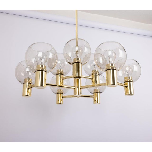 Large Vintage Brass Chandelier, Germany, 1960s For Sale - Image 4 of 13