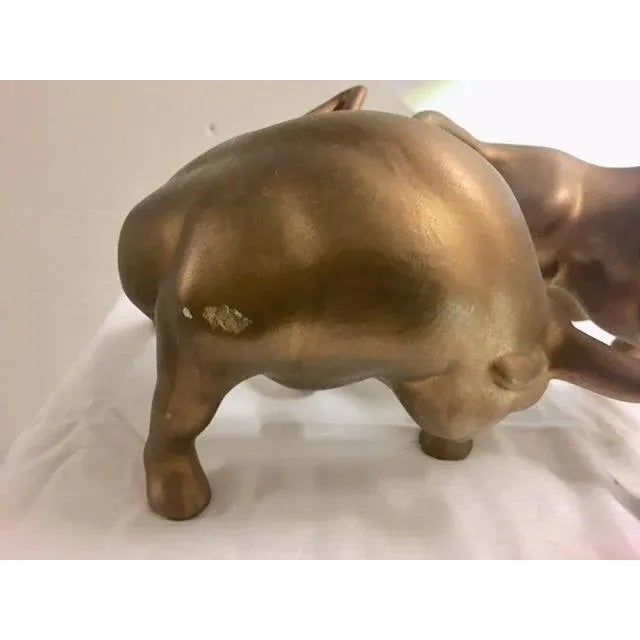 1960s Vintage Ceramic Gold Metallic Bulls - A Pair For Sale - Image 5 of 6