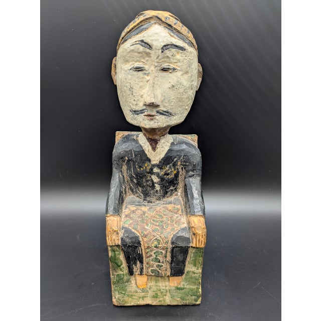 Folk Art Antique Javanese Folk Art "Loro Blonyo" Wedding Statues For Sale - Image 3 of 9