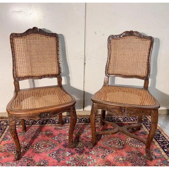 Chairs in Carved Walnut, Set of 2 For Sale - Image 3 of 9