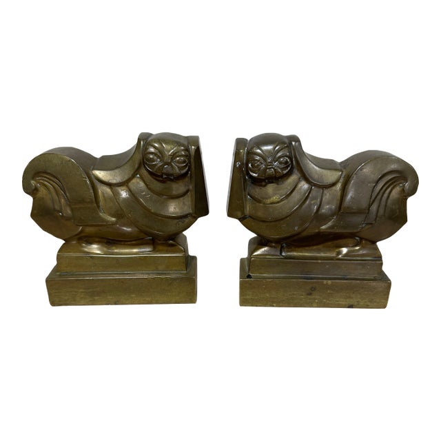 Art Deco Bronze Pekinese Bookends For Sale