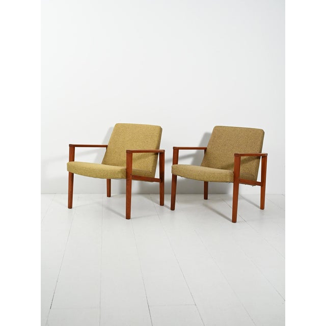 Danish Teak Armchairs with Green Upholstery, 1950s, Set of 2 For Sale - Image 3 of 17