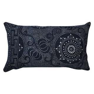 Vintage Dark Indigo Batik Lumbar Pillow For Sale