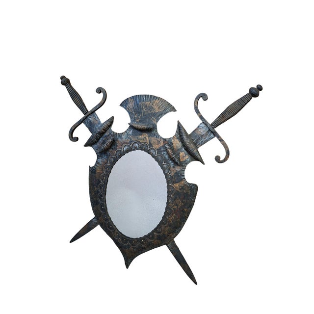 Heraldic Mirror in Wrought Iron, 1970s For Sale - Image 10 of 11