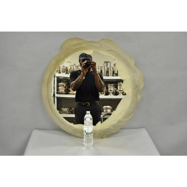 Vintage Art Nouveau Revival Lucite Acrylic Figural Woman Round Wall Mirror For Sale - Image 9 of 10