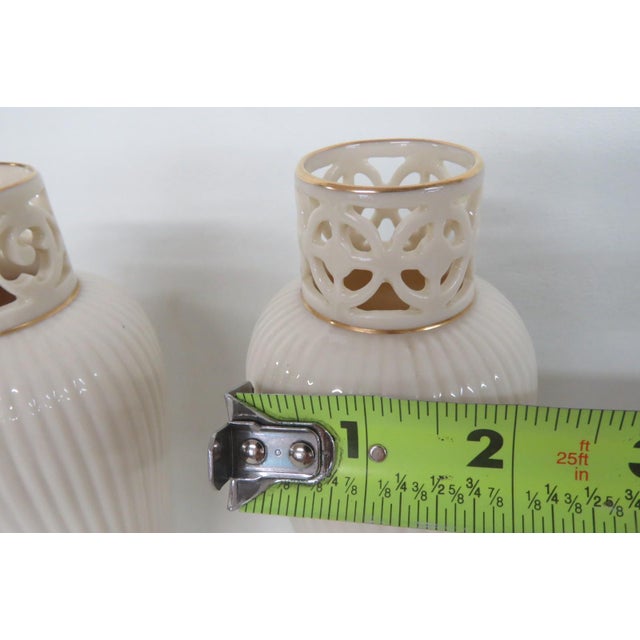 Lenox China Gatsby Bud Vase Pair of 2 Ivory Porcelain With 24k Gold Detail 4931b For Sale In Miami - Image 6 of 14