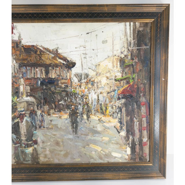 Impressionist Late 20th Century Asian Impressionist Street Scene Painting For Sale - Image 3 of 13