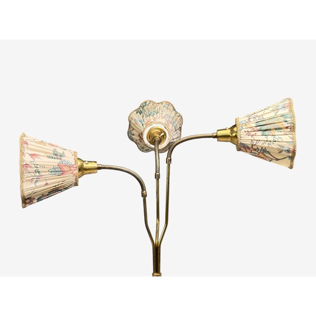 1950s Swedish Modern, Adjustable Floor Lamp, Wood, Metal, Fabric, Sweden, 1950s For Sale - Image 5 of 15