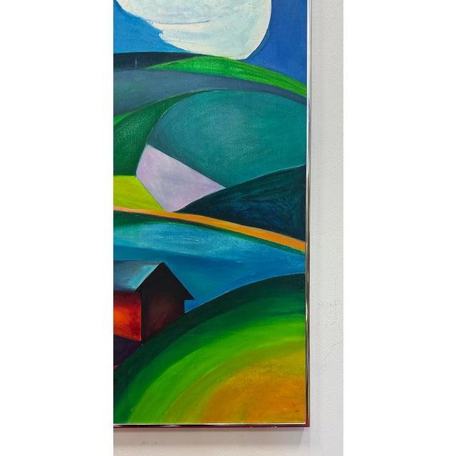 1978 Colorful Cubic Abstract Landscape Oil Painting on Canvas For Sale - Image 10 of 15