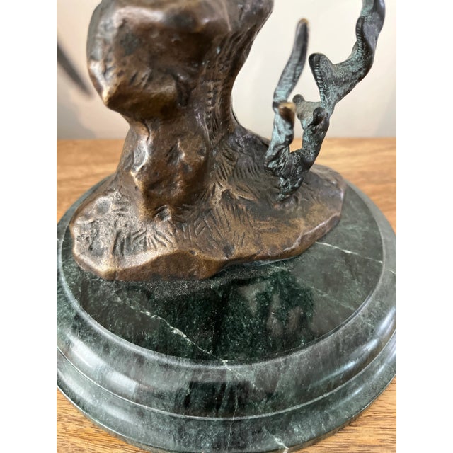 Fighting Bluepoint Crab Brass Sculpture on Green Marble Base For Sale - Image 9 of 11