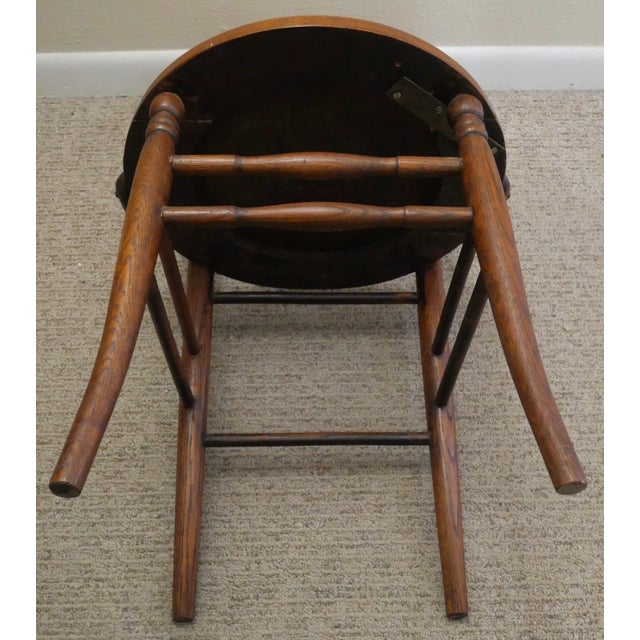 Early 20th Century American Arts and Crafts Oak Bentwood Floral Motif Upholstered/Nailhead Seat Side Chair For Sale - Image 10 of 11