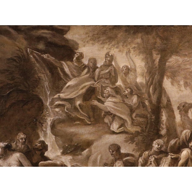 Roman School Artist, Moses Makes Water Flow from the Rocks, 1600s, Oil on Canvas For Sale - Image 7 of 16