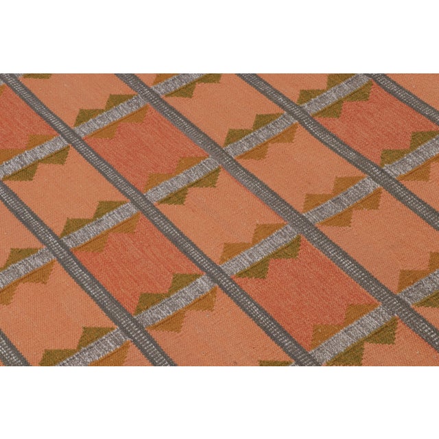 Not Yet Made - Made To Order Rug & Kilim’s Scandinavian Style Kilim in Orange, Gray & Brown Geometric Pattern - 13x19 For Sale - Image 5 of 7