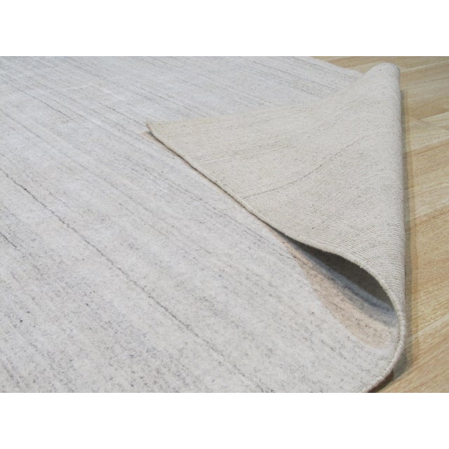 8x10 Xena Maya Ivory Solid Minimalist Modern Handmade Wool & Viscose Carpet Rug For Sale - Image 4 of 5
