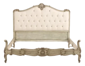 A Louis XV Style Painted and Carved Wood Full-Size Bed, C. 1940.