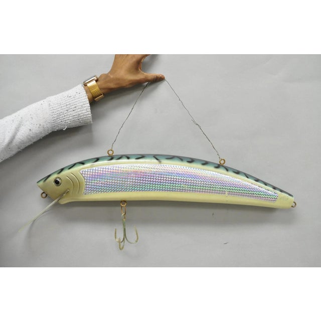 Vintage Wooden Giant Rapala 28” Fishing Lure Hanging Display W / Rainbow Decal For Sale - Image 12 of 18