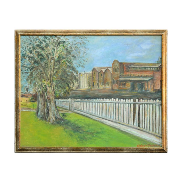 1930s 1930's Landscape "The Town Park" by Gladys Harper For Sale - Image 5 of 5