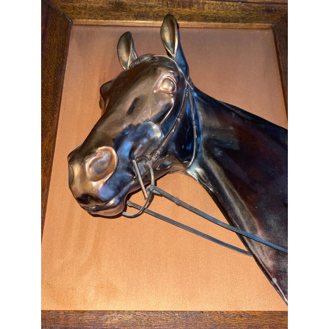 Vintage Dodge Inc. Los Angeles Brass Horse Head Wall Sculpture Shadow Box Art For Sale - Image 9 of 12