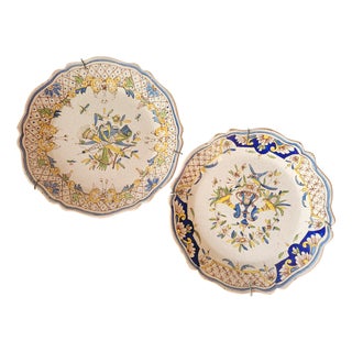 Antique French Rouen Plates, Set of 2 For Sale