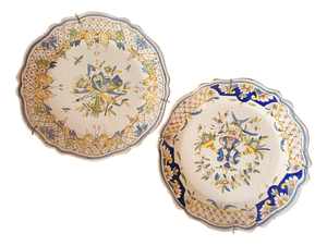 Antique French Rouen Plates, Set of 2