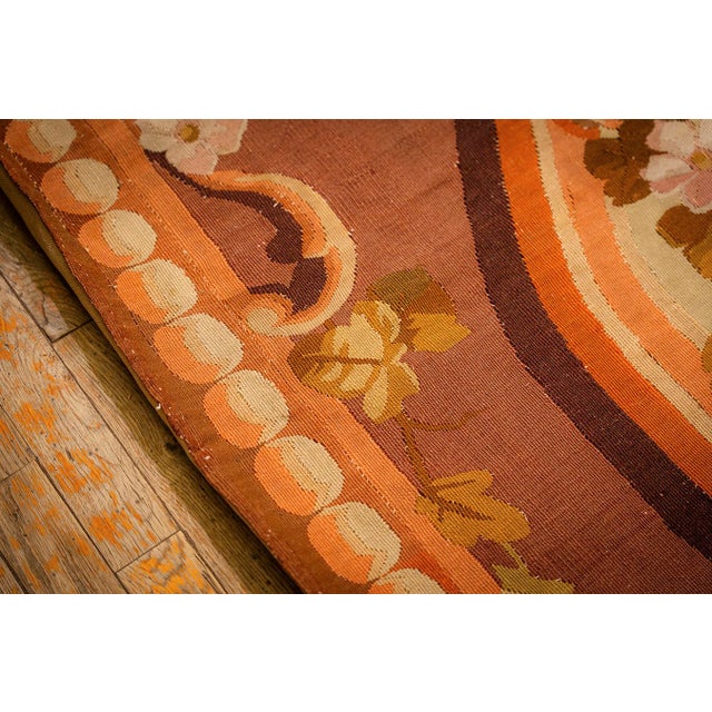 Textile 1850s Antique Beige Floral Medallion French Neoclassical European Aubusson Rug For Sale - Image 7 of 10