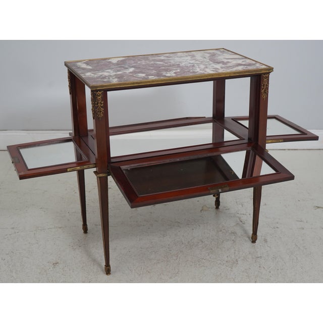 French Louis XVI Vintage Marble Top Bar Cabinet For Sale - Image 3 of 16