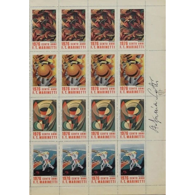 Homage to futurism is a mixed media artwork realized by stefania lotti in 1976. Hand signed by the artist on the right...