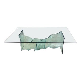 Late 20th Century Modern All Glass Sculptural Dining Table With Asymmetric Undulating Pedestal Base For Sale