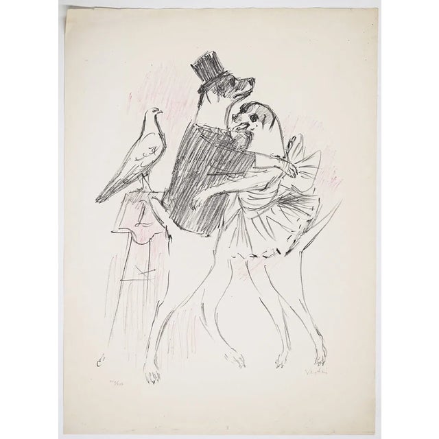 Marcel Vertes (1895-1961) "Dancing Dogs" from "Le Cirque" portfolio, lithograph with hand coloring on paper, pencil signed...