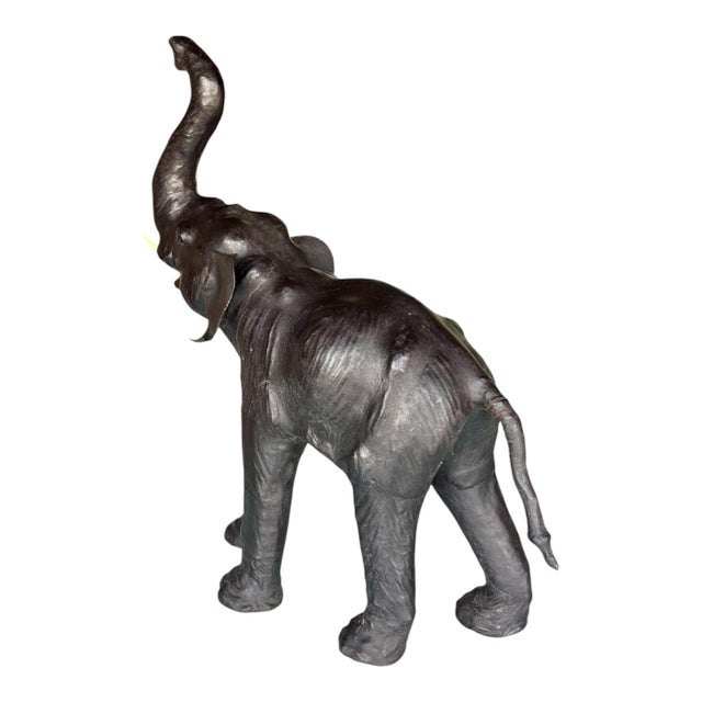 Leather Elephant Sculpture, 1950, Leather and Wood For Sale - Image 3 of 7