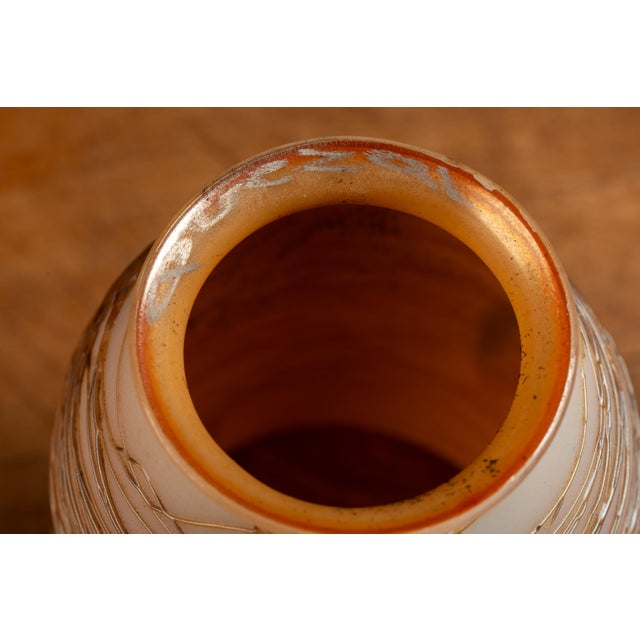 1900s Art Nouveau Table Lamp With Signed Quezal Art Glass Shade For Sale - Image 4 of 14