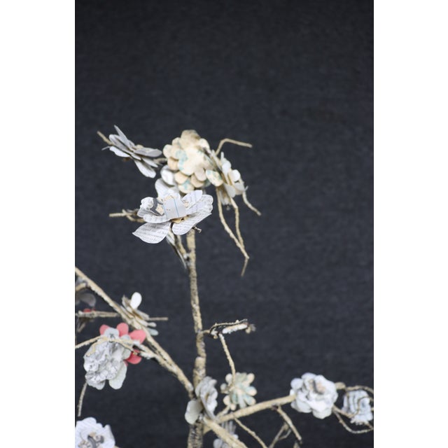Pair of Paper Mâché Floral Tree Sculptures For Sale - Image 10 of 15