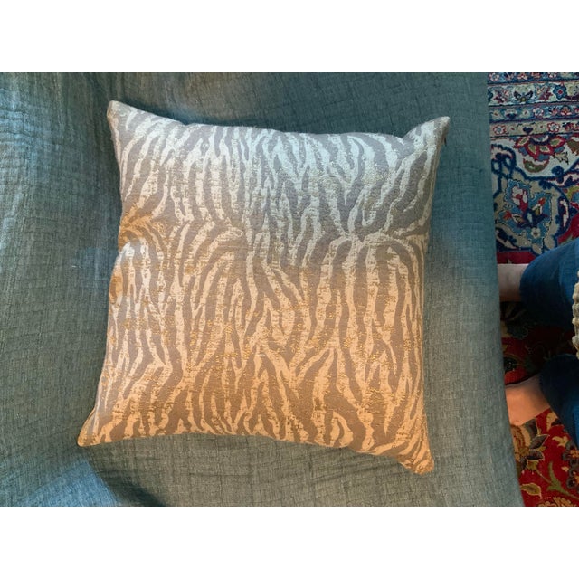 Natural Woven Zebra Inspired Jacquard Animal Print Accent Pillow – Down / Feather Filled - Ralph Lauren, Palm Beach Regency and Cottagecore Decor For Sale In New Orleans - Image 6 of 8