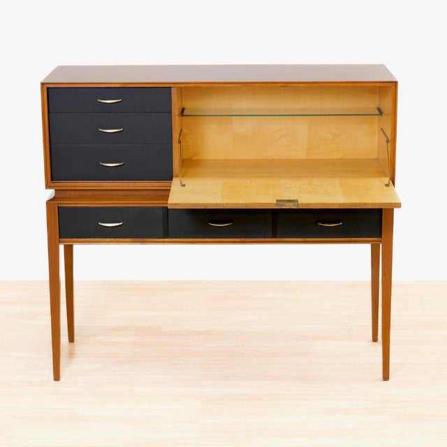 Mid-Century Modern Mid Century Tall Liquor Cabinet Credenza by Golden Key Furniture For Sale - Image 3 of 10
