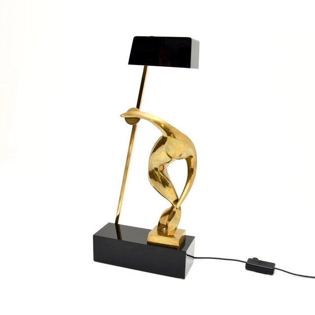 Vintage Italian Sculptural Bronze Table Lamp by Maxime Delo, 1970s For Sale - Image 14 of 14