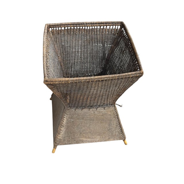 Vintage Ifugao Woven Rattan and Bamboo Potato Carrying Basket From the Philippines For Sale In Phoenix - Image 6 of 11