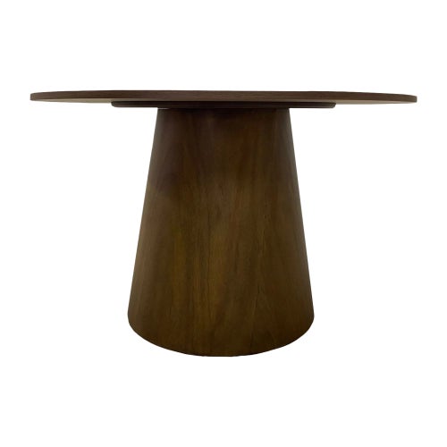 Modern Walnut Veneer Round Dining Table For Sale - Image 3 of 3
