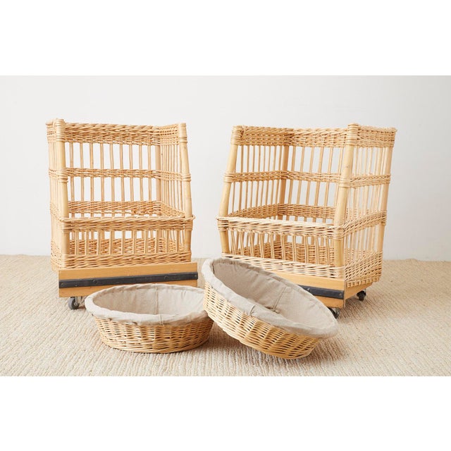 Pair of Wicker Rattan Boulangerie Bread Display Baskets Chairish