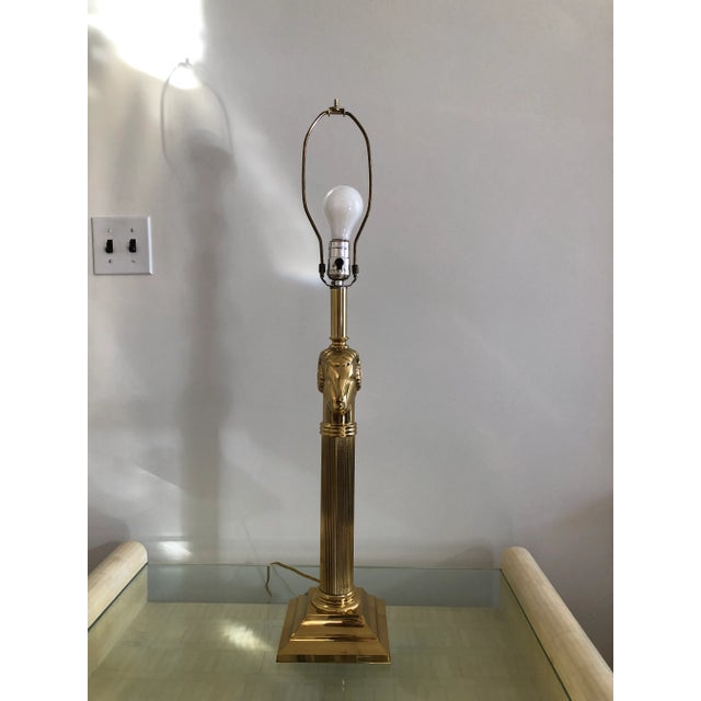 Metal 1970s Brass Rams Head Table Lamp For Sale - Image 7 of 7
