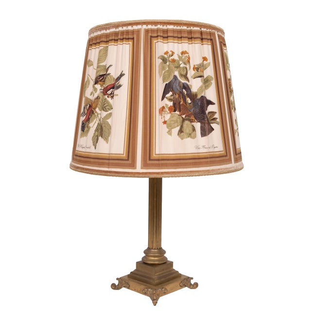 Corinthian Column Table Lamp in Bronze with Bird Shade, 1940s For Sale - Image 6 of 16