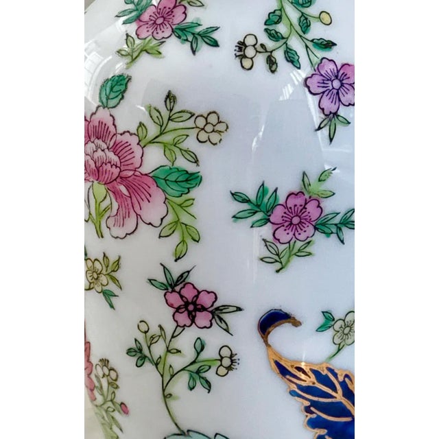 Metal Chinese Hand-Painted Tobacco Leaf Floral Vase For Sale - Image 7 of 7