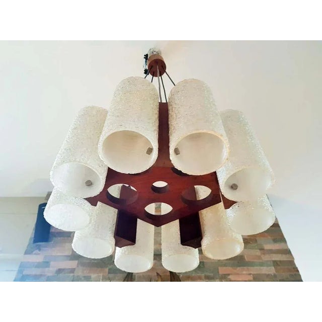 Plastic Danish Teak & Resin Chandelier, 1960s For Sale - Image 7 of 18