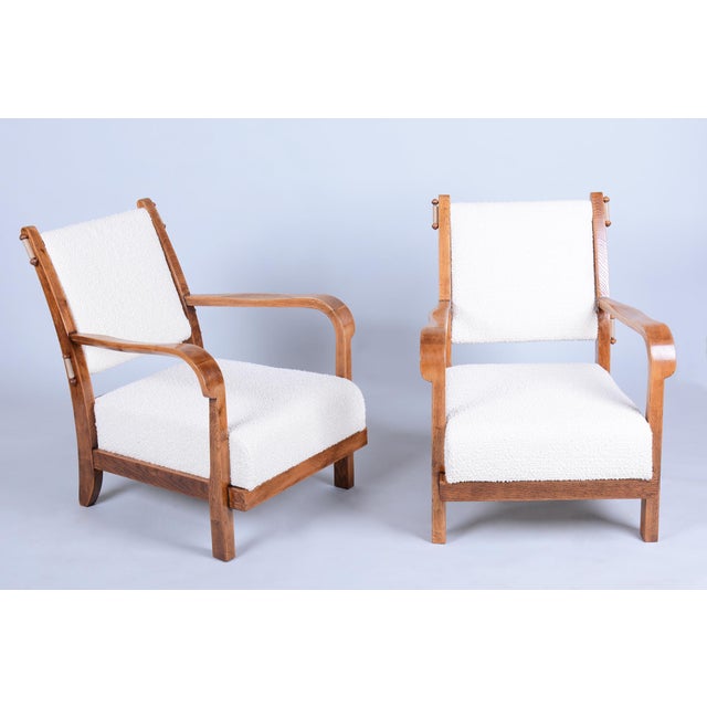 1930s Czech Art Deco Oak Armchairs by Krásná Jizba, 1930s, Set of 2 For Sale - Image 5 of 5