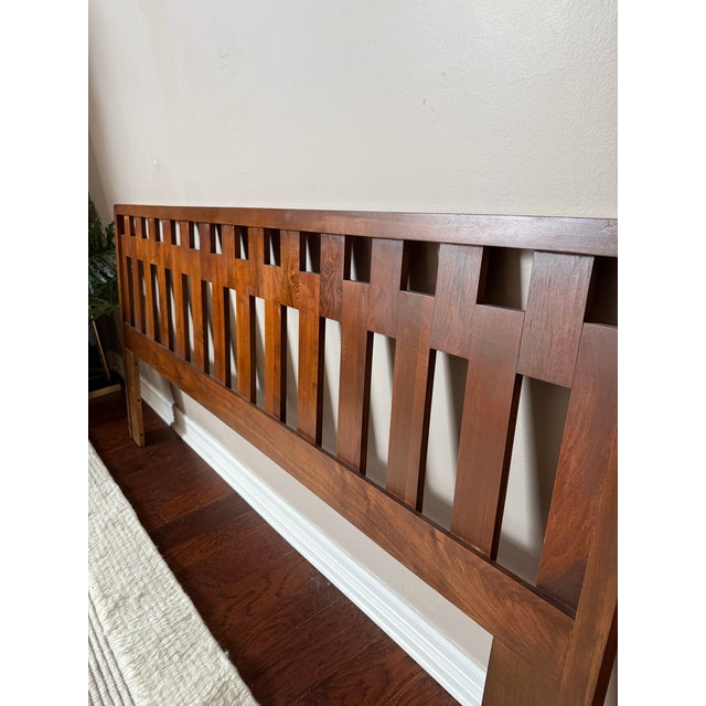 Mid-Century Modern Vintage 1970s Lane Altavista Brutalist Staccato Rosewood and Walnut Headboard in King by Paul McCobb For Sale - Image 3 of 11