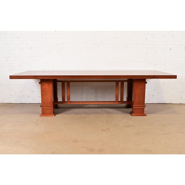 Mission 1980s Frank Lloyd Wright for Cassina Arts & Crafts "Allen" Dining Table, Newly Refinished For Sale - Image 3 of 9